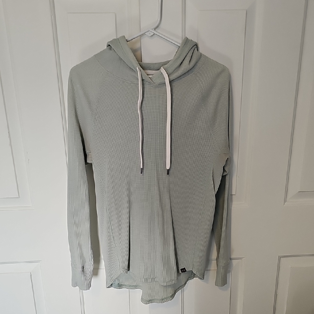 Under Armour Sage Green Waffle Knit Hooded Pullover Size M
